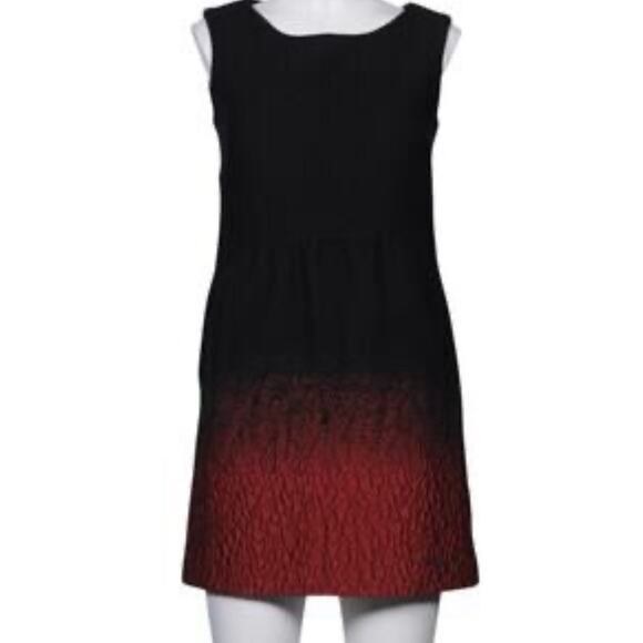 DESIGUAL WOOL SILK BLACK RED DRESS SLEEVELESS SHORT DRESS SZ 46 - Picture 1 of 6